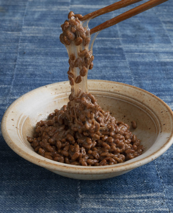 Bowls of natto (fermented soybeans)