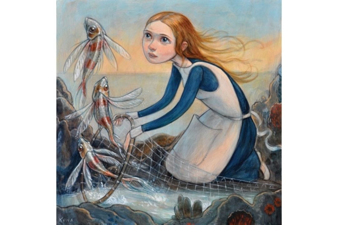 illustration of girl and fish
