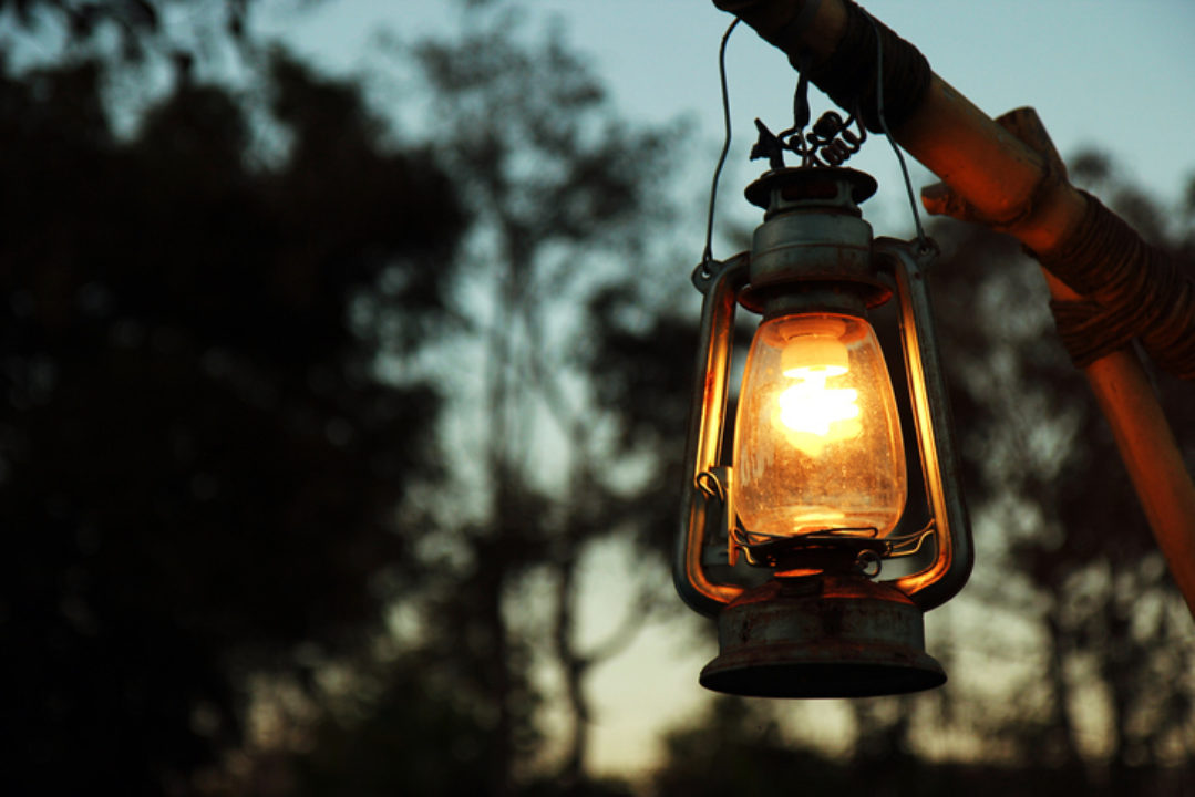 a lantern outdoors